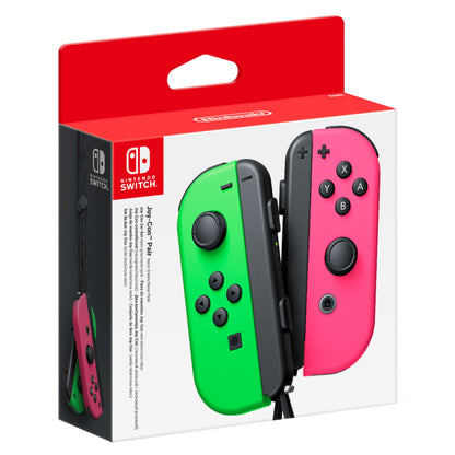 Nintendo Joy-Con håndkontroller, par, lyserød og grøn, lang batteritid, original Nintendo emballage.