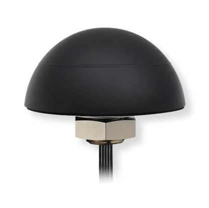 Teltonika Kombinationsantenne 4G/GPS/Wifi sort domeformet antenne med metallisk base og kabel.