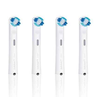 Jordan Clean Smile tandbørstehoved 4-pak med blå/hvide børstehår, kompatibel med Oral-B.