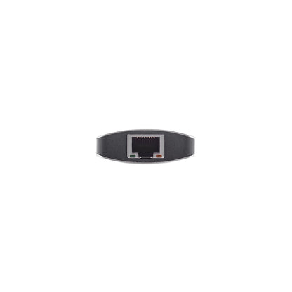 Plexgear USB-C Multiadapter 100W, 5 porte, Ethernet-port med metal-kant og indikatorlys tæt på.