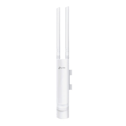 TP-Link Omada EAAS525 AC1200 udendørs access point med to vertikale antenner, vægmontering og POE-understøttelse.