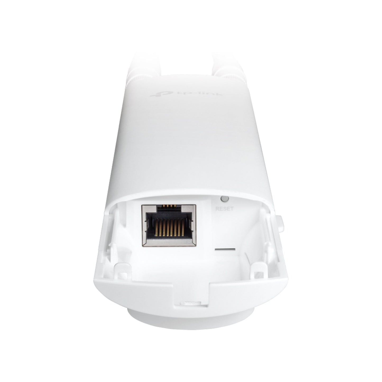 TP-Link Omada EAAS525 Roaming-adgangspunkt AC1200 med Ethernet-port og reset-knap, åbent kabinet, hvid.