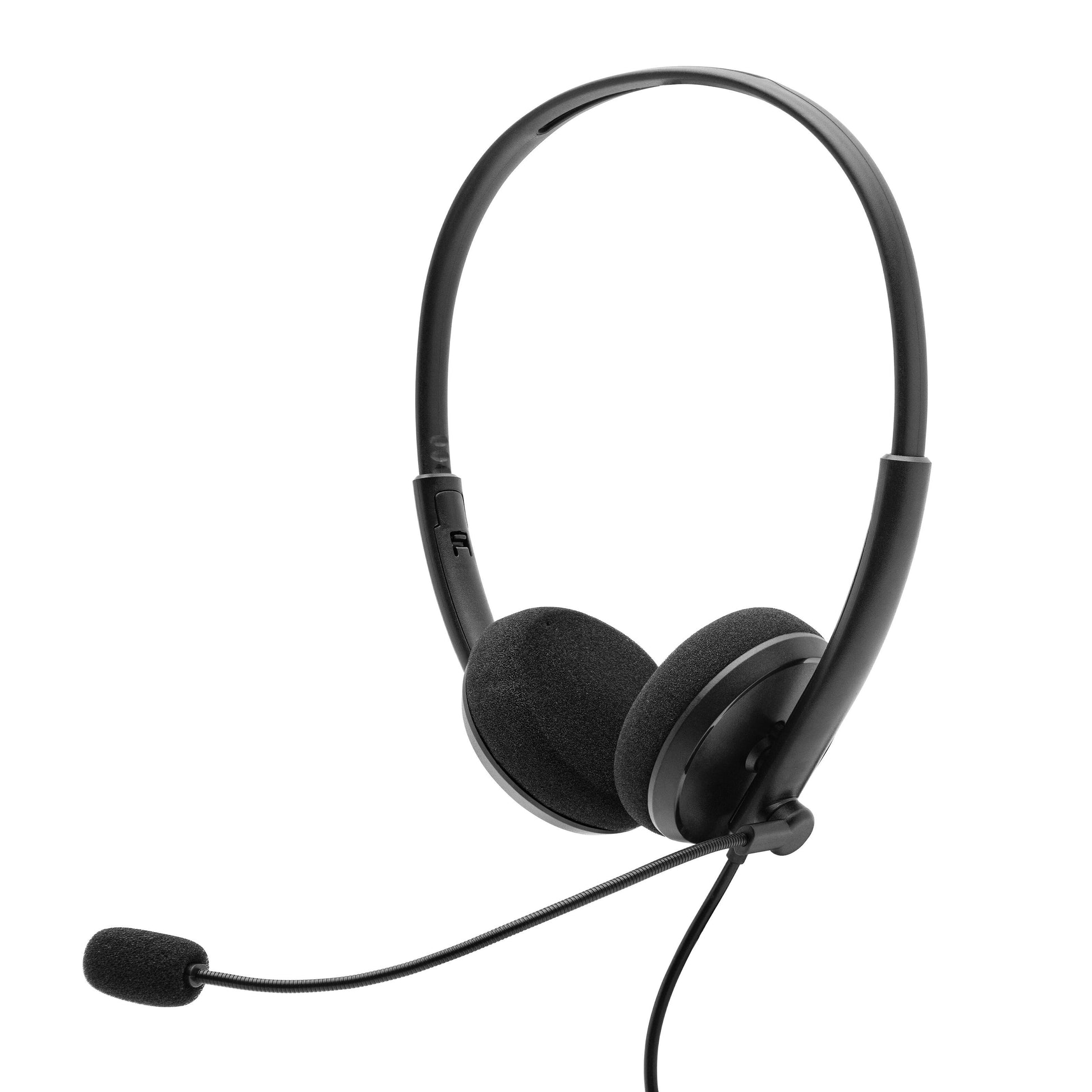 Plexgear DA-110 computer headset sort, over-ear design, polstrede ørepuder, justerbar støjreducerende mikrofon.