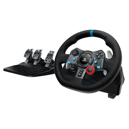 Logitech G29 Driving Force rat til Playstation og PC med force feedback, sort design, logo synligt på rattet.