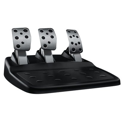 Logitech G29 Driving Force rat med tre metalpedaler til Playstation og PC, sort base, kobling, bremse og speeder.