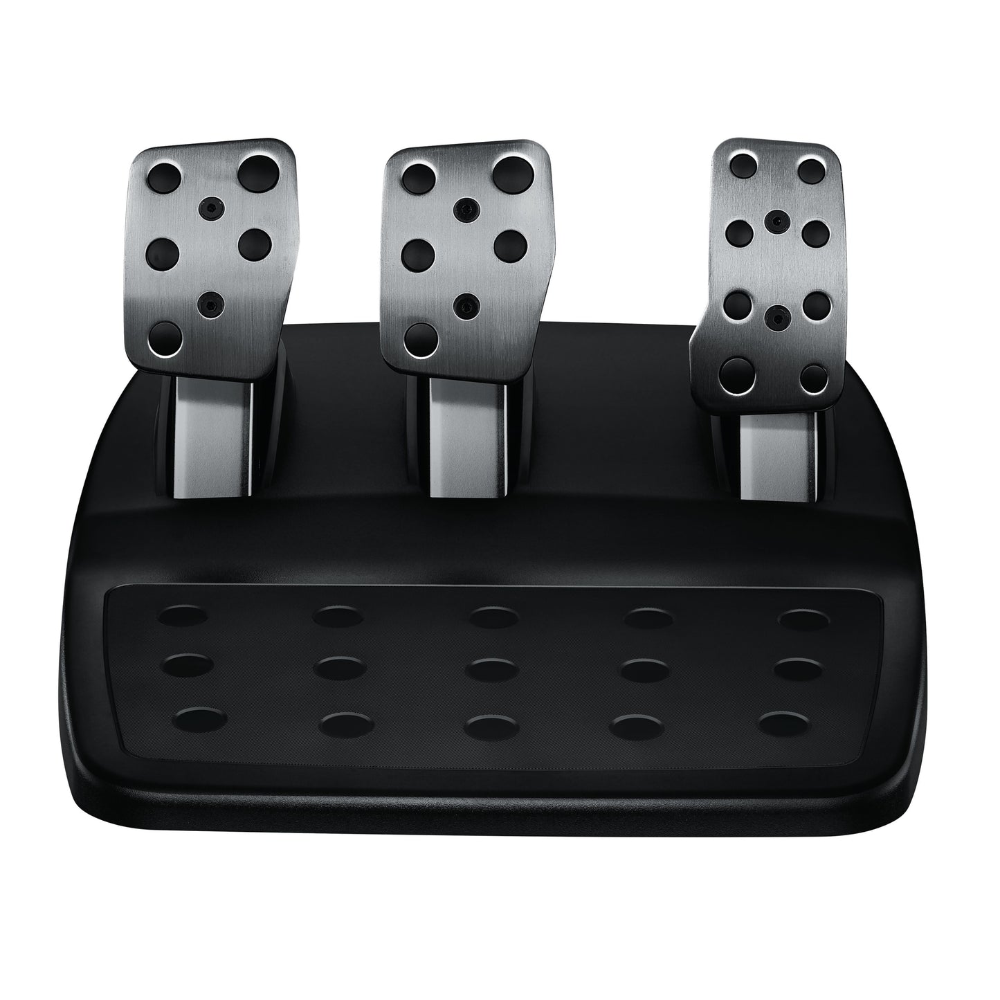 Logitech G29 Driving Force metalpedaler, kobling/bremse/gas, sort base med runde mønstrede huller, til PS/PC.