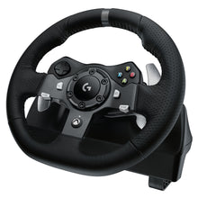 Logitech G920 Driving Force rat og pedalsæt til Xbox/PC, tekstureret greb, kontrolknapper, paddle shifters, Logitech-logo.