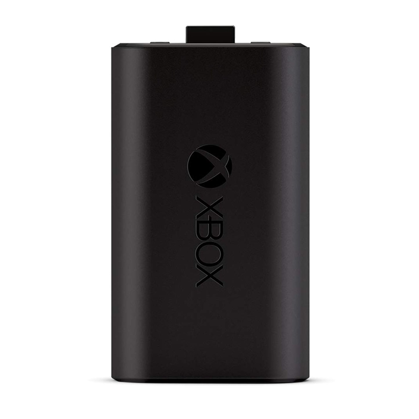 Xbox Spil og Oplad Batteripakke, sort, står lodret med XBOX-logo og tekst tydeligt på fronten.