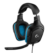 Logitech G432 gaming-headset, over-ear-model, sort/blå, DTS Headphone:X 2.0 surround, ledning, mikrofon, polstrede ørepuder.