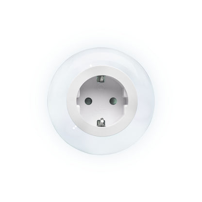 Ledsavers Natlampe, hvid europæisk stikkontakt med natlysfunktion set forfra.