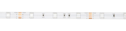 Luxorparts LED-stribe RGB 5 m med stik, spændingsangivelse og synlige komponenter.
