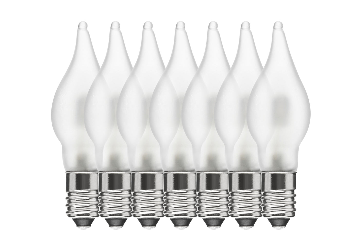 Ledsavers frosted LED reservepærer E10, 7-pak, passer til adventslysestager.