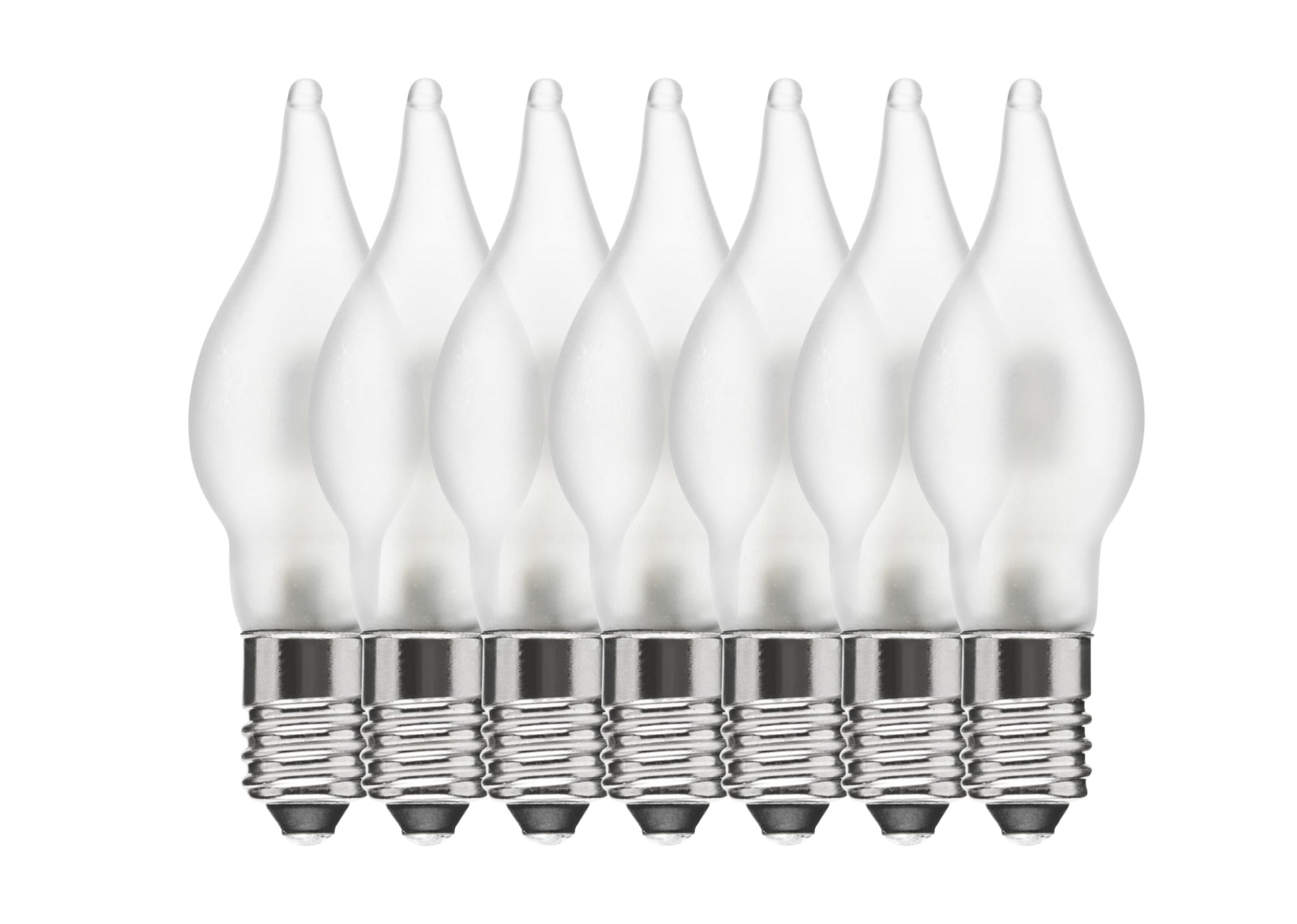Ledsavers frosted LED reservepærer E10, 7-pak, passer til adventslysestager.