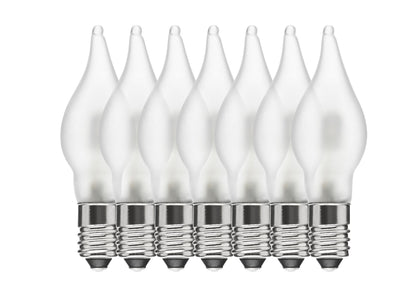 Ledsavers frosted LED reservepærer E10, 7-pak, passer til adventslysestager.