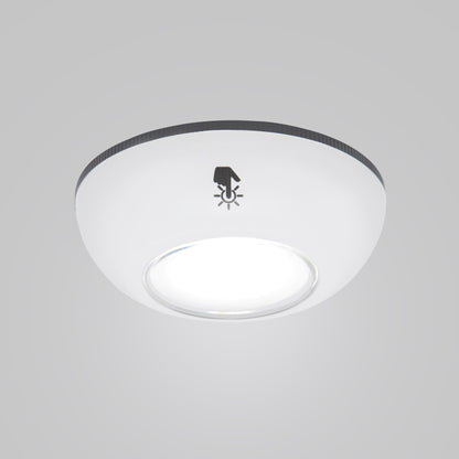 Rubicson Touch LED-spot 2-pakke rund hvid loftslampe med lysende midte og ikon af hånd mod pære for touchstyring.