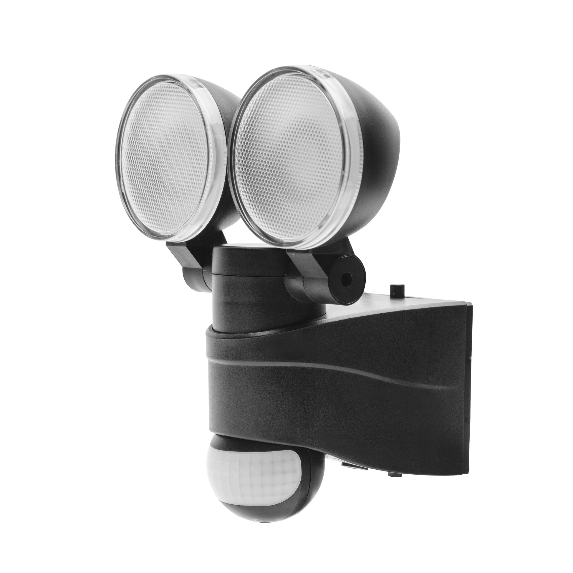 Solcelledrevet LED-flomlys 500 lm, sort, til runde lamper, bevægelsessensor under lamperne.