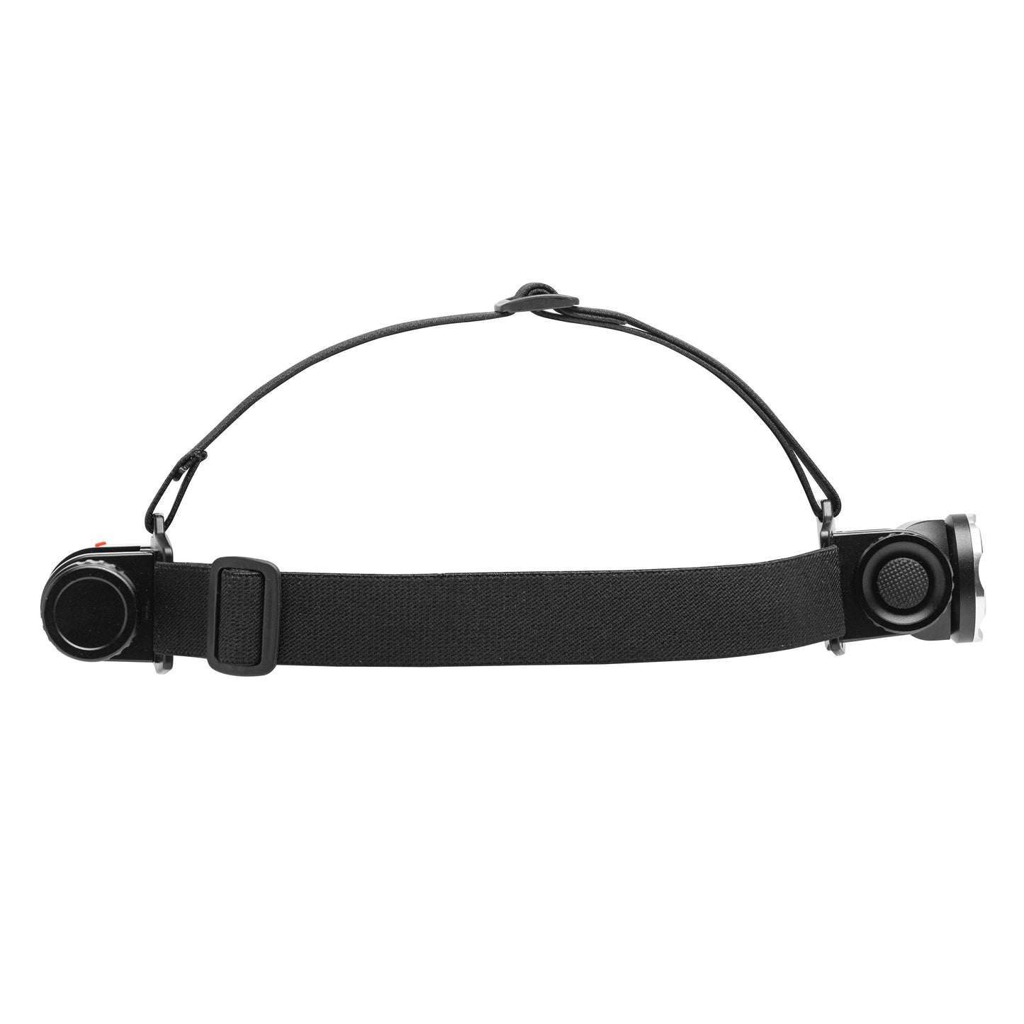 Luxorparts genopladelig pandelampe 1000 lm, sort pandebånd, lys på den ene side, linse på den anden, USB-C opladning.