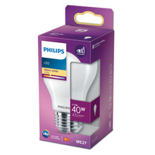 Philips LED pære E27 470 lumen varm hvid 2700K 4.5W svarer til 40W i lilla æske.