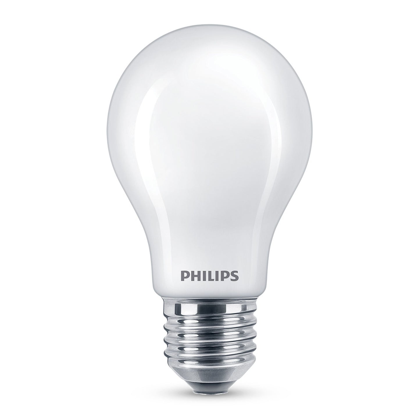 Philips dæmpbar LED-pære E27 1521 lm, klassisk rund model, standard E27 fatning, PHILIPS logo synligt ved soklen.