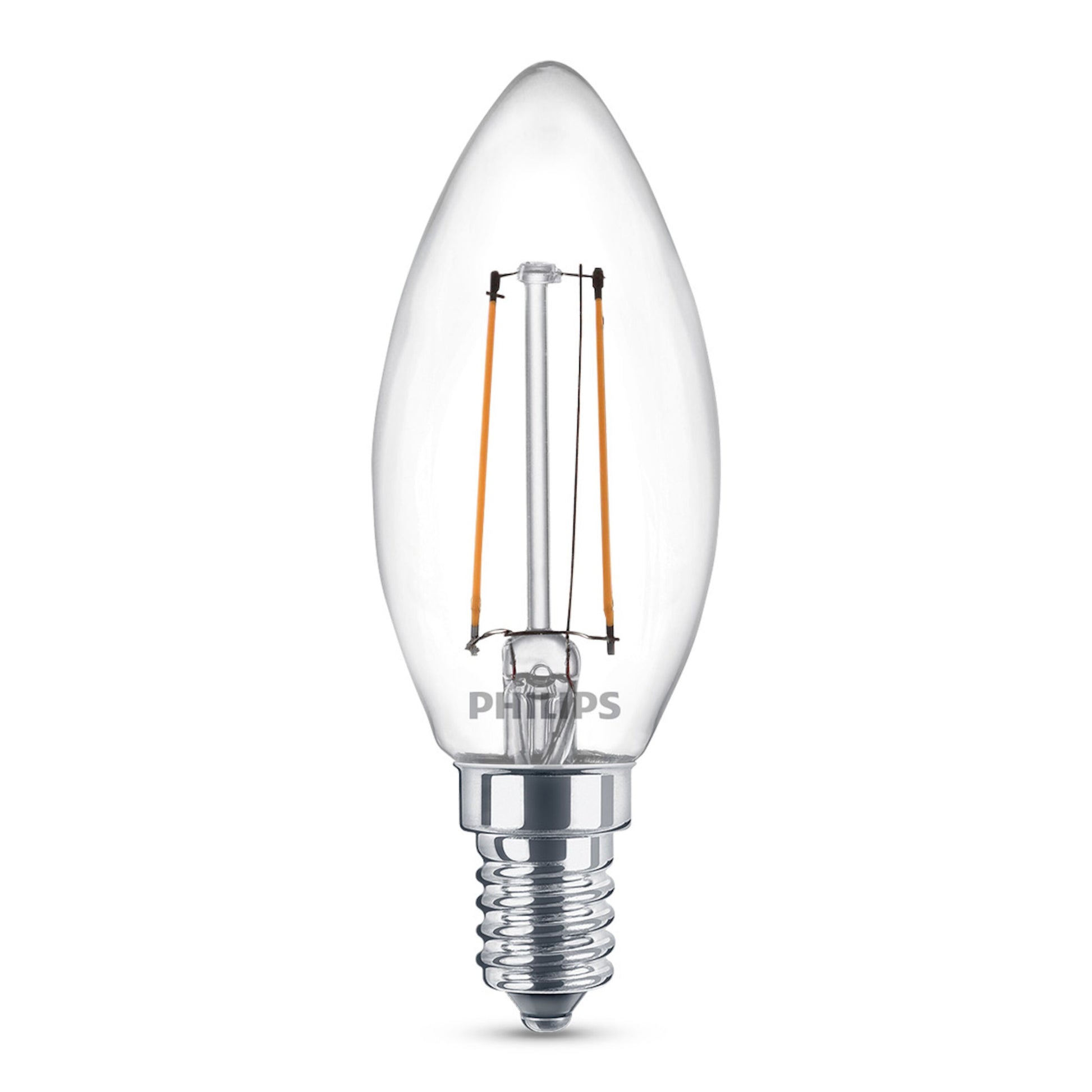 Philips Kron LED-lyspære E14 250 lm varm hvid glødetrådspære til stearinlys.