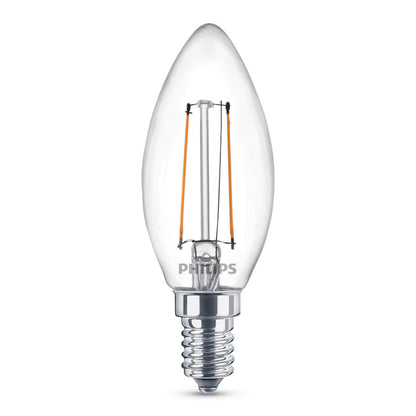 Philips Kron LED-lyspære E14 250 lm varm hvid glødetrådspære til stearinlys.