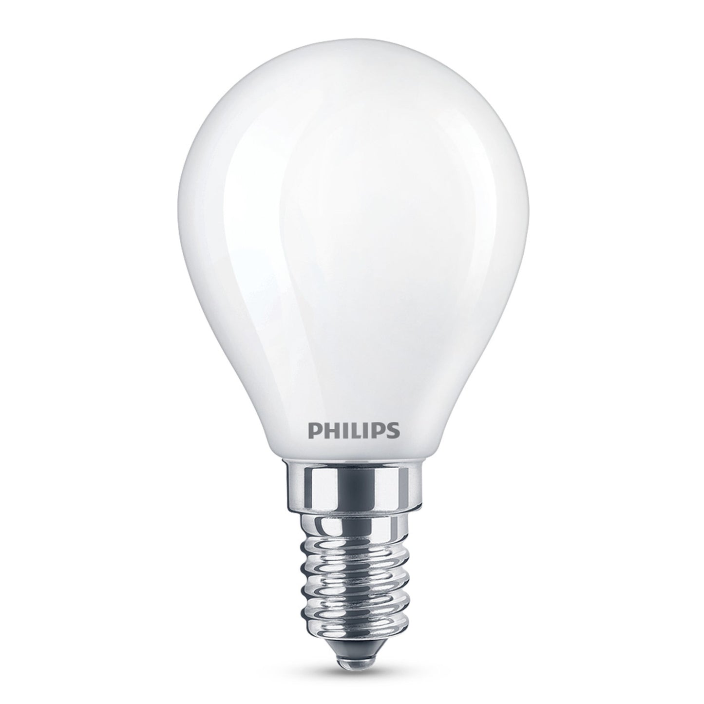 Philips LED E14 pære 250 lm varm hvid, mat glas, metalsokkel.