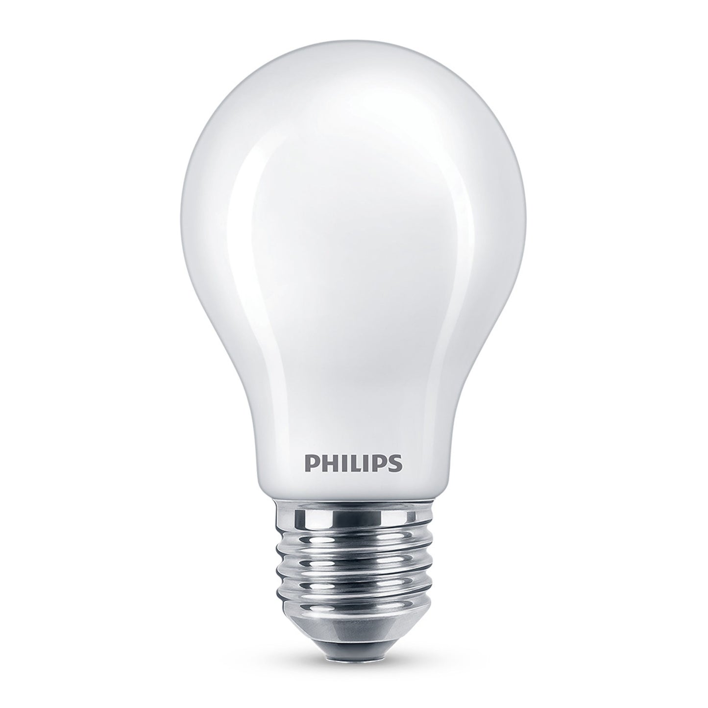PHILIPS LED-pære E27 806 lm 3-pak klare pærer, sølvfatning, PHILIPS-logo på nederste glas, varm hvid lys.