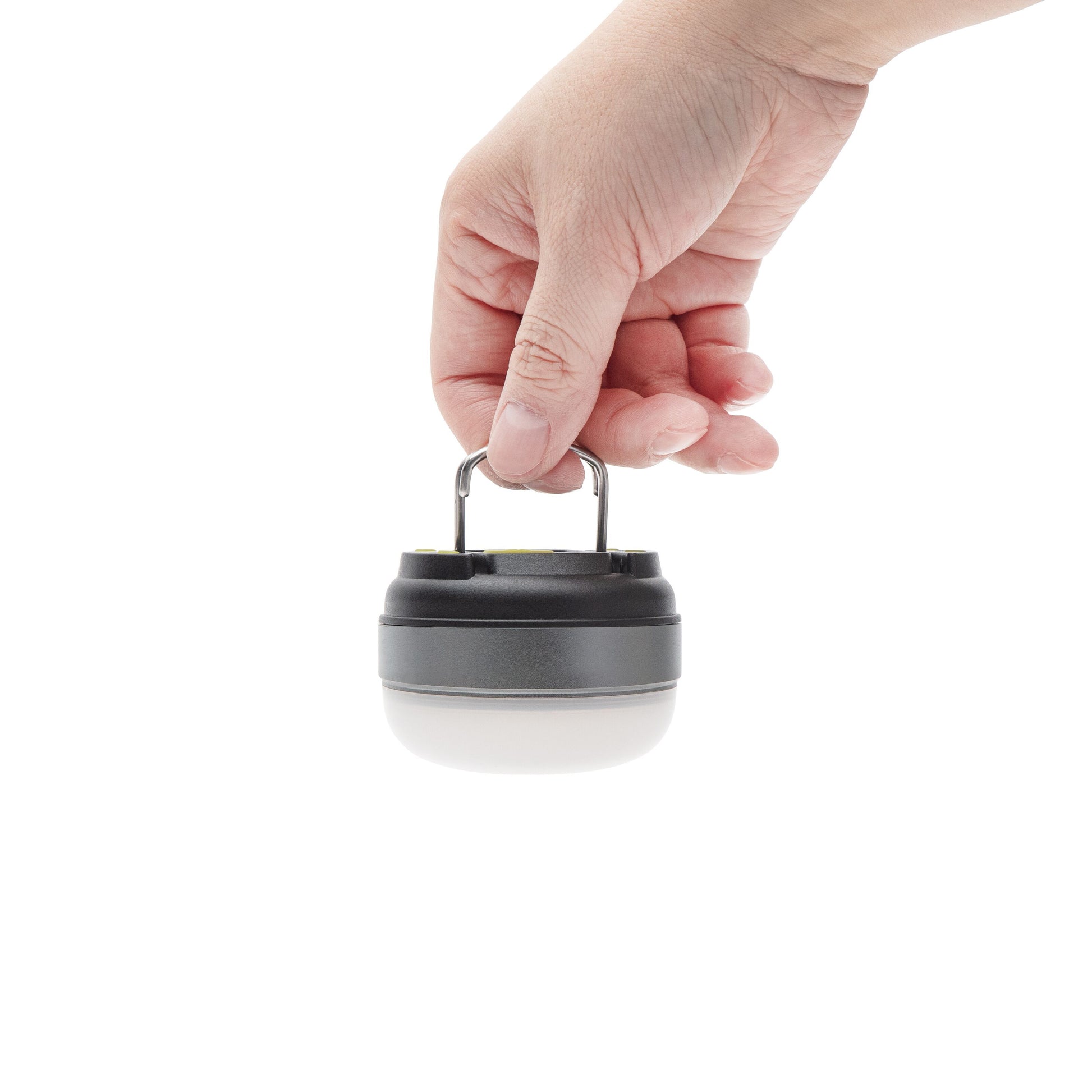 Ledsavers Mini-campinglampe, lille størrelse, bæres i metalhank, udendørslampe.