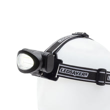 Ledsavers Pandelampe 3 W 170 lm sort LED pandelampe med justerbart pandebånd, set fra siden.