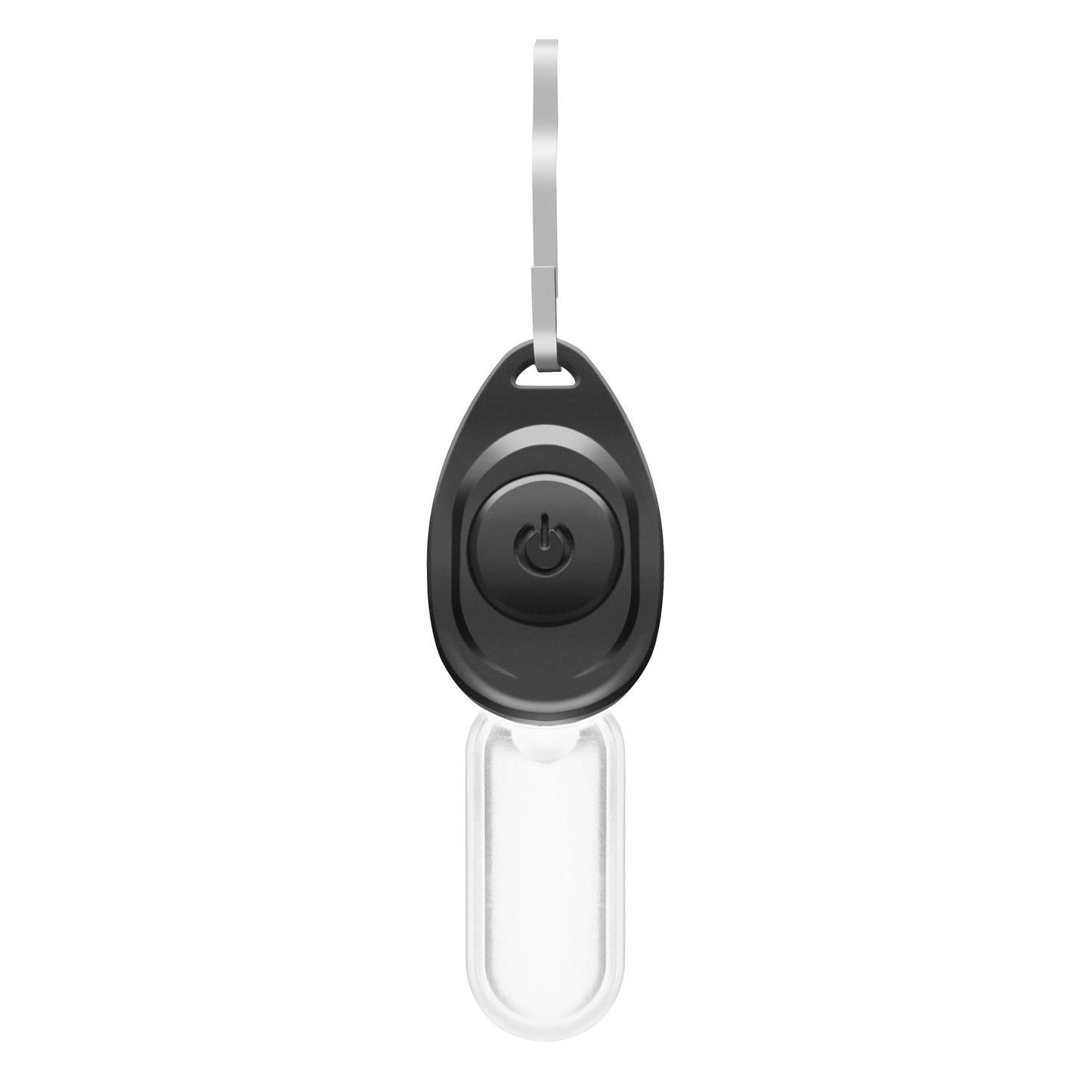 LED minilampe 3-pak, sort oval design med topmonteret tænd/sluk-knap og gennemsigtige nøgleringsløjfer.