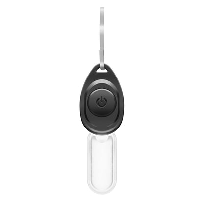 LED minilampe 3-pak, sort oval design med topmonteret tænd/sluk-knap og gennemsigtige nøgleringsløjfer.
