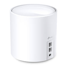 TP-Link Deco X20 AX1800 WiFi 6 mesh-node, hvid cylinder, to Ethernet-porte og power-indgang bagpå, stående model.