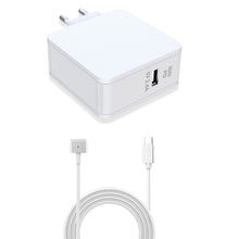 Magsafe 2 oplader 60W hvid med USB-A og USB-C porte, inkl. USB-C til Magsafe 2-kabel.