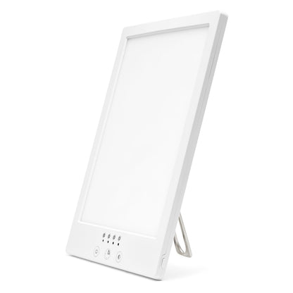 Rubicson Terapilampe 12.000 lux, rektangulær lampe med knapper i bunden og foldbart stativ, UV-fri lys.