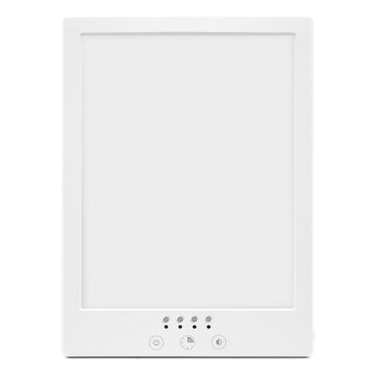 Rubicson Terapilampe 12.000 lux, rektangulær, stort UV-frit lysfelt, fire knapper til lysstyrke og timer.