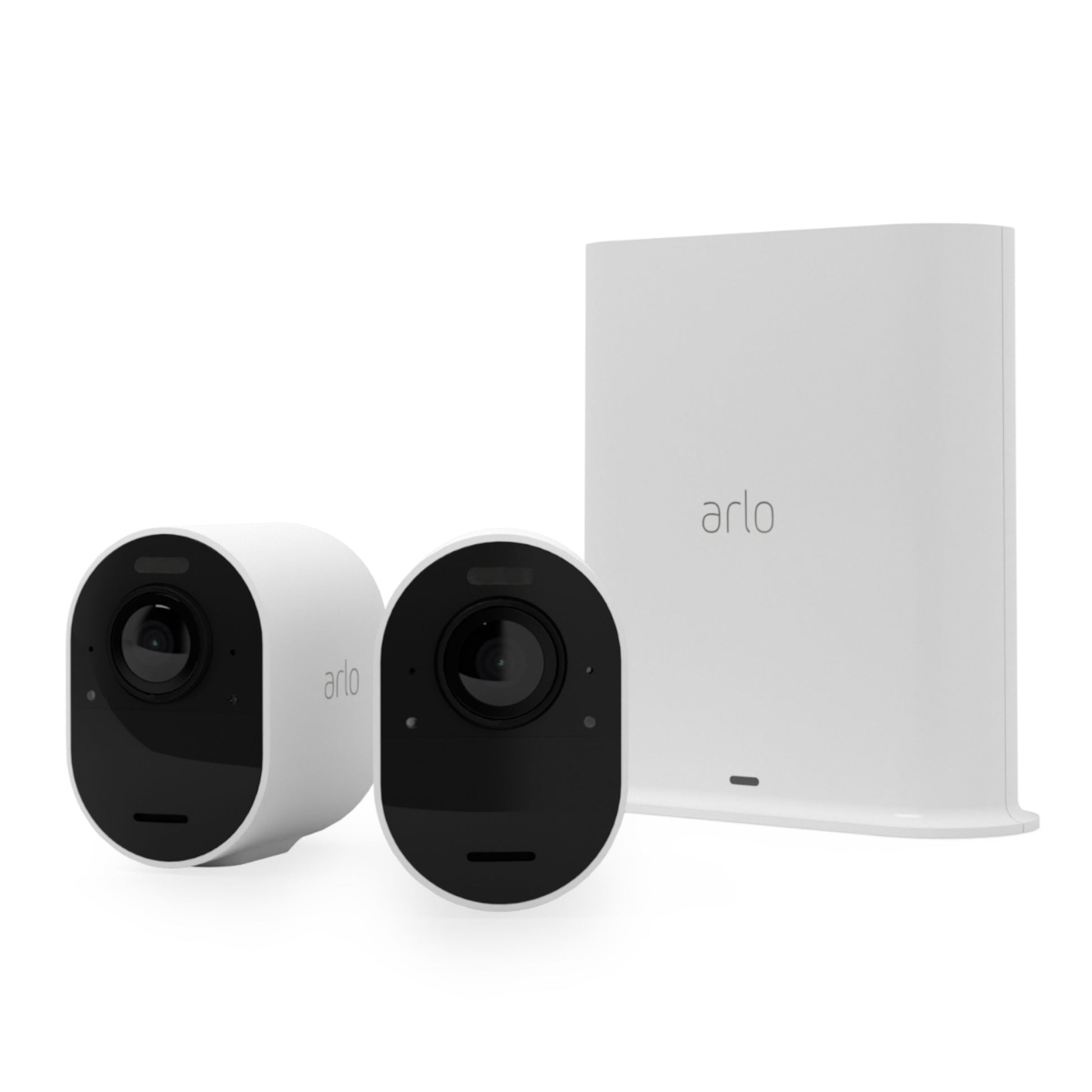 Arlo Ultra 2 Spotlight trådløs overvågningskamera 2-pak, hvid, 4K-opløsning.