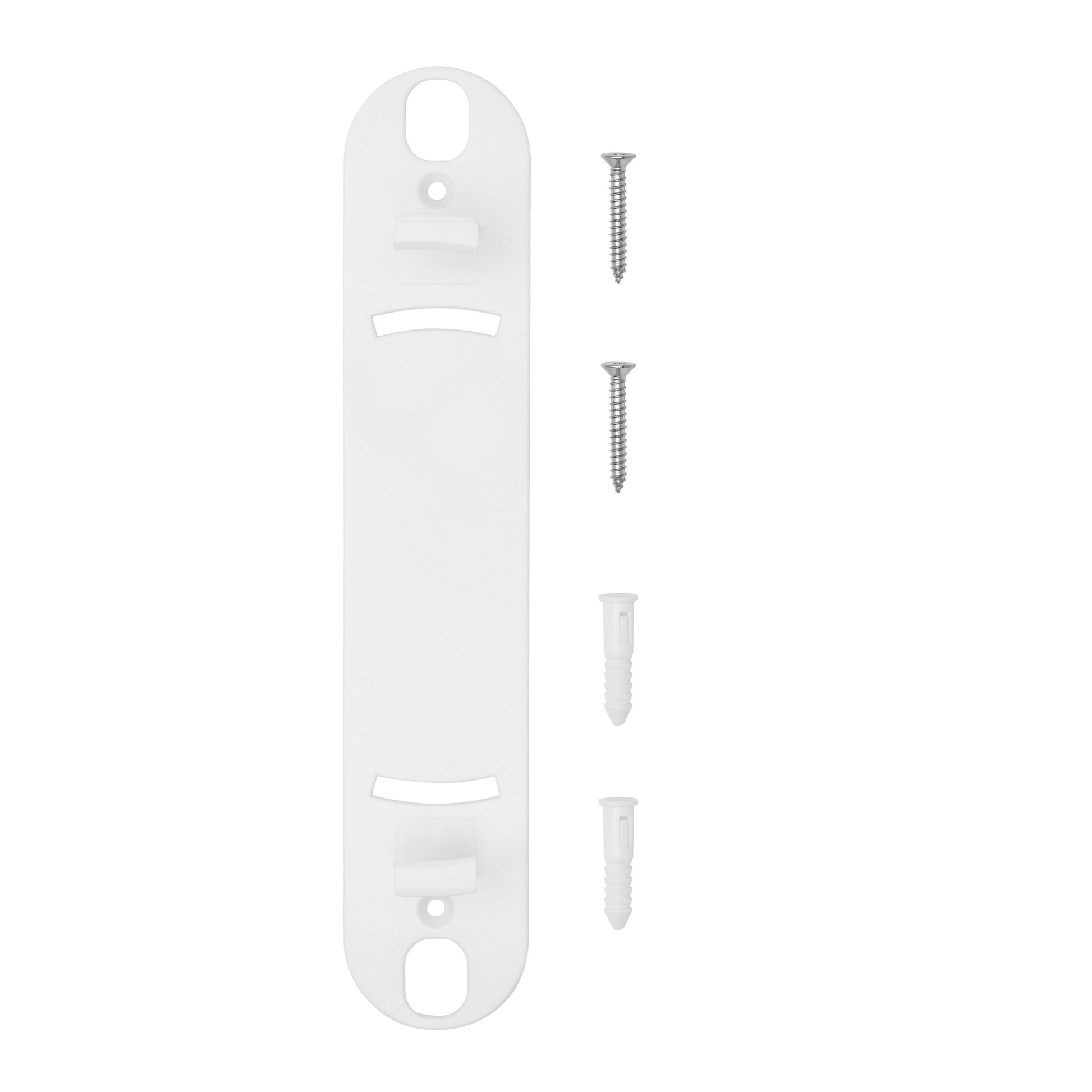 Deco M5 loft- og vægbeslag 3-pak, hvid plast med to buede clips, leveres med skruer og rawlplugs.