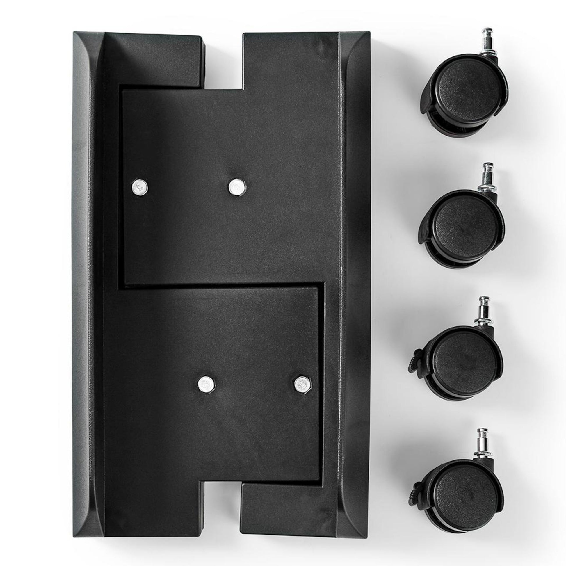 Nedis computerholder sort metal, fire sorte hjul med lås, justerbar base med skruer.