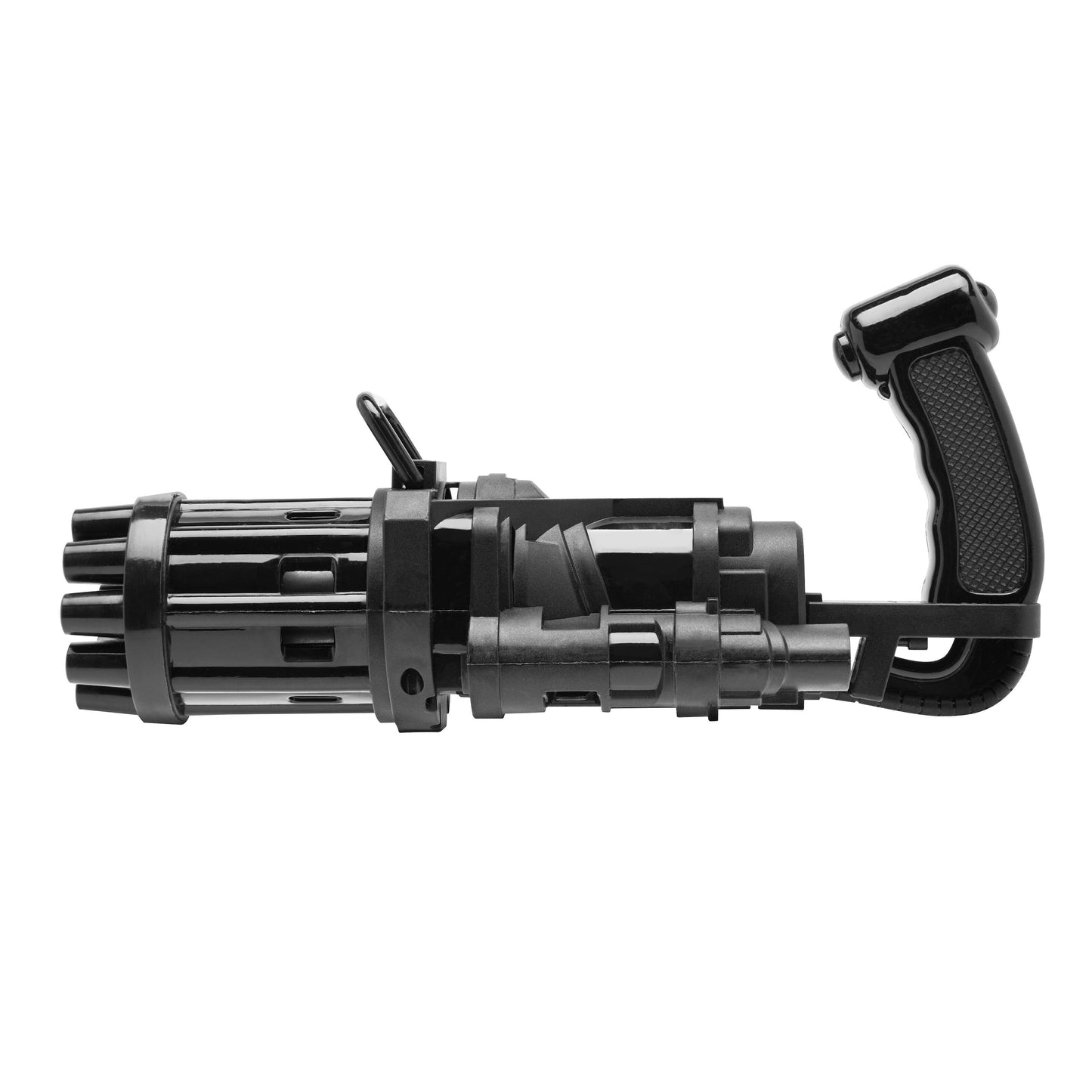 Rubicson Sæbepistol mini Gatling-style sort sæbeboblepistol med roterende tromle og håndtag.