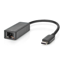 Nedis gigabit netværkskort USB-C til RJ45, sort adapter med kort kabel, understøtter kablet internet op til 2,5 Gb/s.