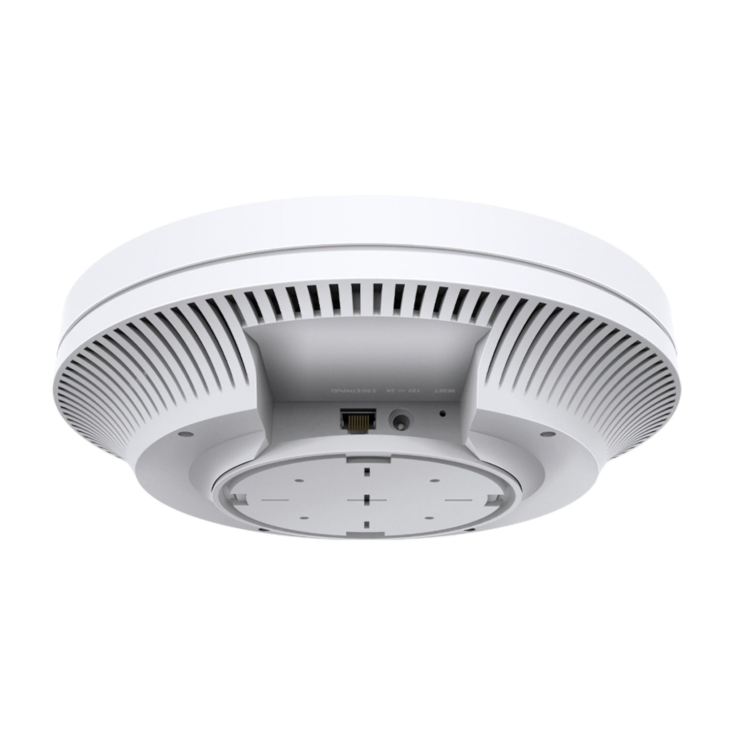TP-Link Omada EAP610 WiFi 6 AX1800 access point hvid, rund, loftmonteret med ventilationsslidser, port og monteringsbeslag.