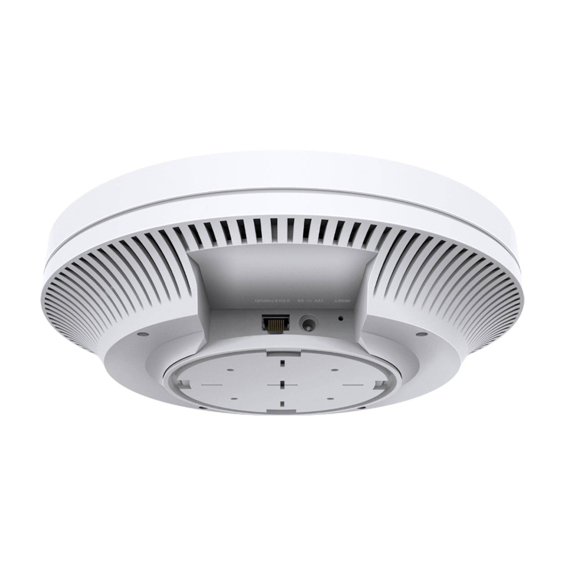 TP-Link Omada EAP610 WiFi 6 AX1800 access point hvid, rund, loftmonteret med ventilationsslidser, port og monteringsbeslag.