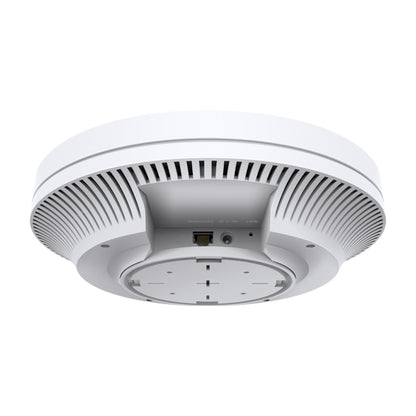 TP-Link Omada EAP610 WiFi 6 AX1800 access point hvid, rund, loftmonteret med ventilationsslidser, port og monteringsbeslag.