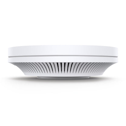 TP-Link Omada EAP610 WiFi 6 Access Point AX1800, hvid, rund med ventilerede sider, set fra siden.