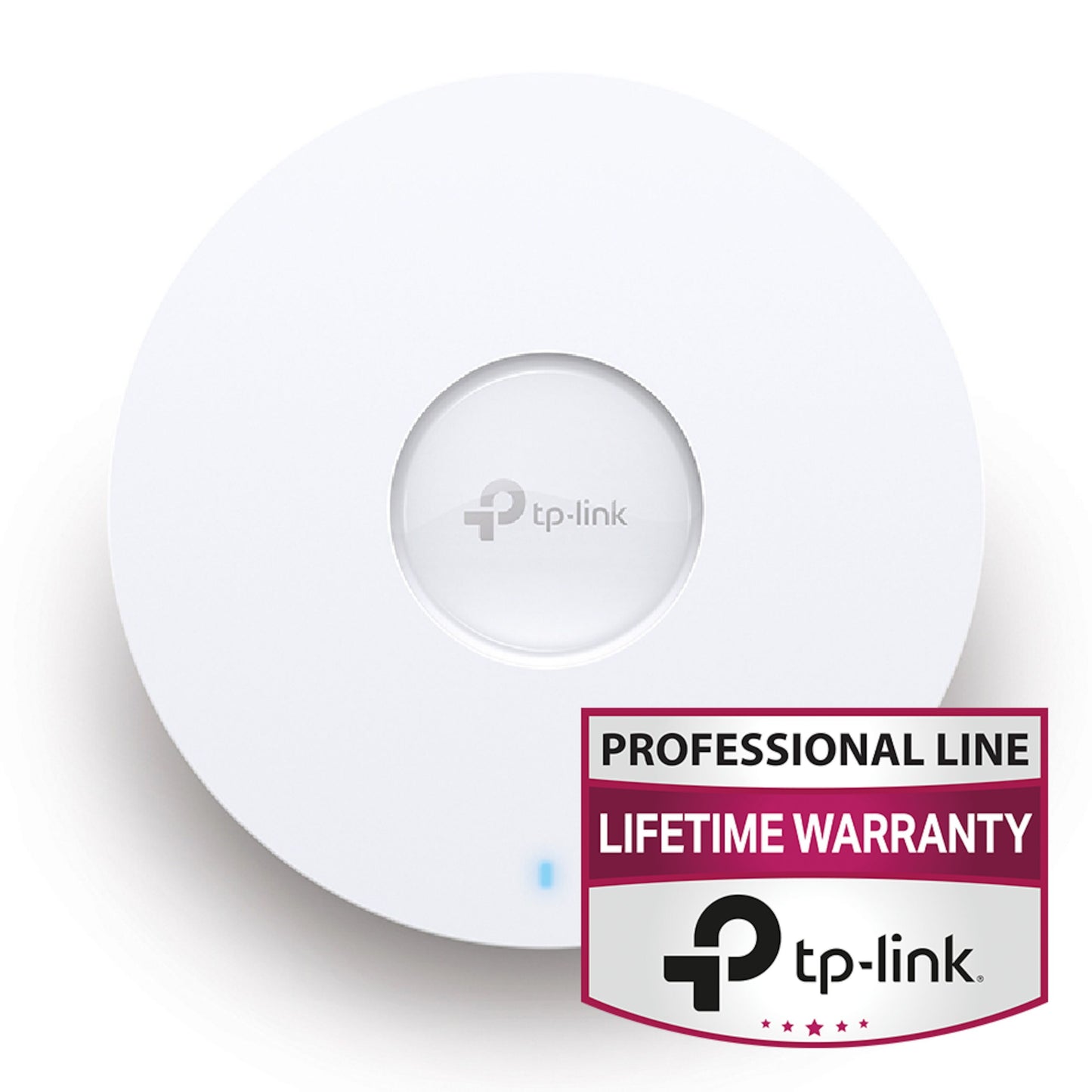 Tp-Link Omada EAP653 WiFi 6 AX3000, rund og hvid med centralt logo og badge: "Professional Line Livstidsgaranti.