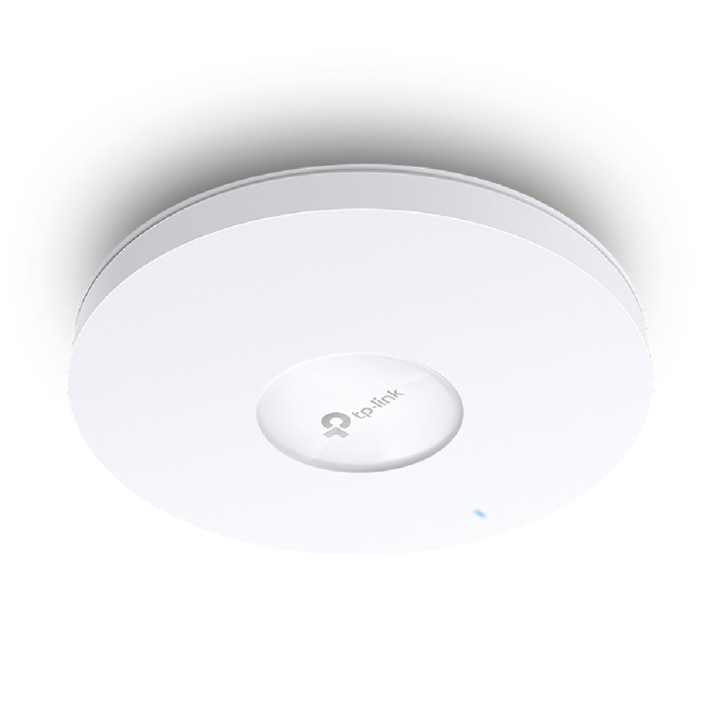 TP-Link Omada EAP653 WiFi 6 AX3000 access point, rund loftmodel med TP-Link logo og LED-indikator.