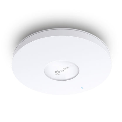 TP-Link Omada EAP653 WiFi 6 AX3000 access point, rund loftmodel med TP-Link logo og LED-indikator.