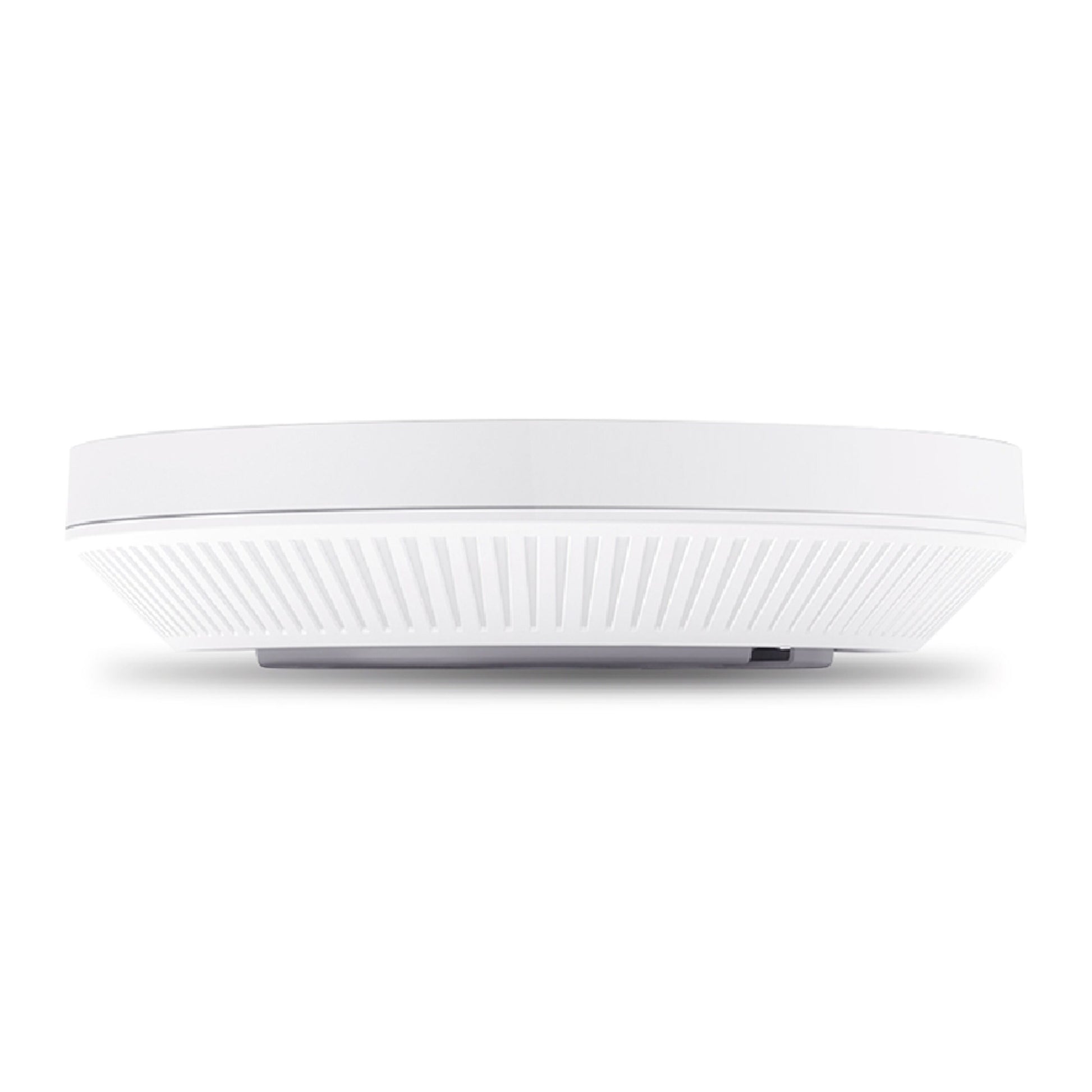 TP-Link Omada EAP653 Wifi 6 access point AX3000 hvid, rund med rillet underside, set nedefra, AX3000 og Omada SDN support.