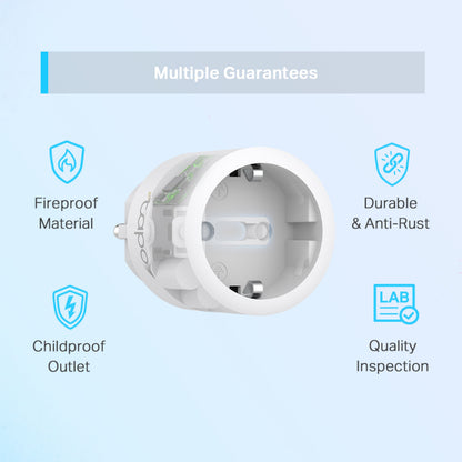TP-Link Tapo P115 smart WiFi fjernstrømskontakt med energimåling, smart styring, brndsikring, barnesikret udtag.