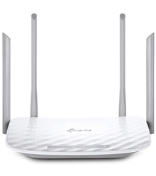 TP-Link Archer C50 AC1200 hvid dual-band router med fire oprejste antenner og front indikatorlys.